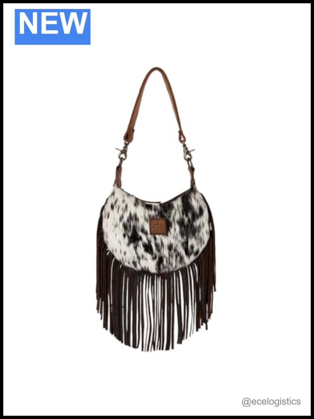 Genuine Full Grain Leather Fringe Top-Handle Bag